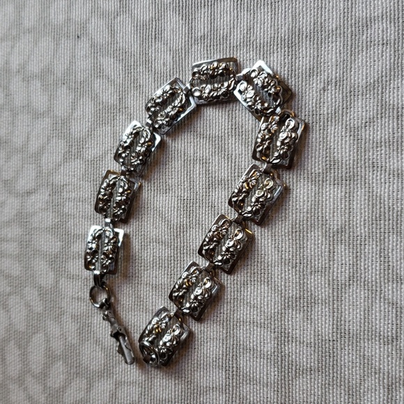 Sterling Silver Rectangle Plaque Bracelet - Picture 2 of 10